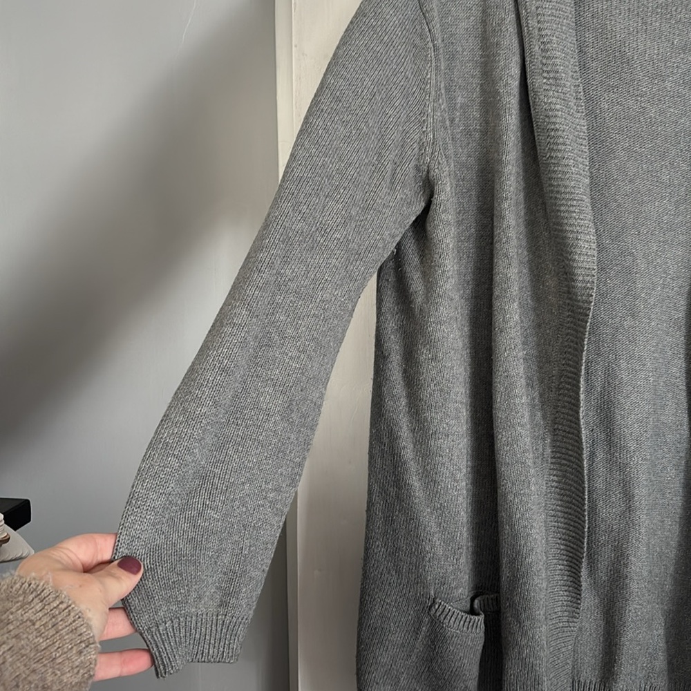 Gap - Long Hooded Cardigan Sweater - Grey - Picture 3 of 5